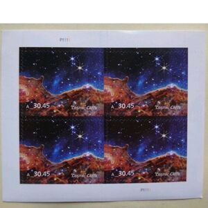 4 USPS 2023 $30.45 Cosmic Cliffs Priority Mail Express Postage Stamps